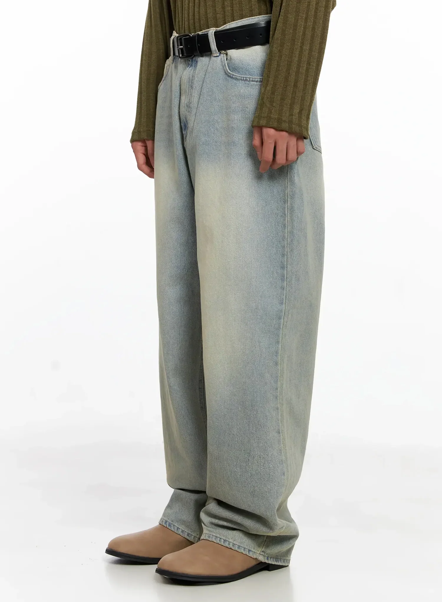 Men's Light Fade Wide-Leg Jeans IO516 - Image 6