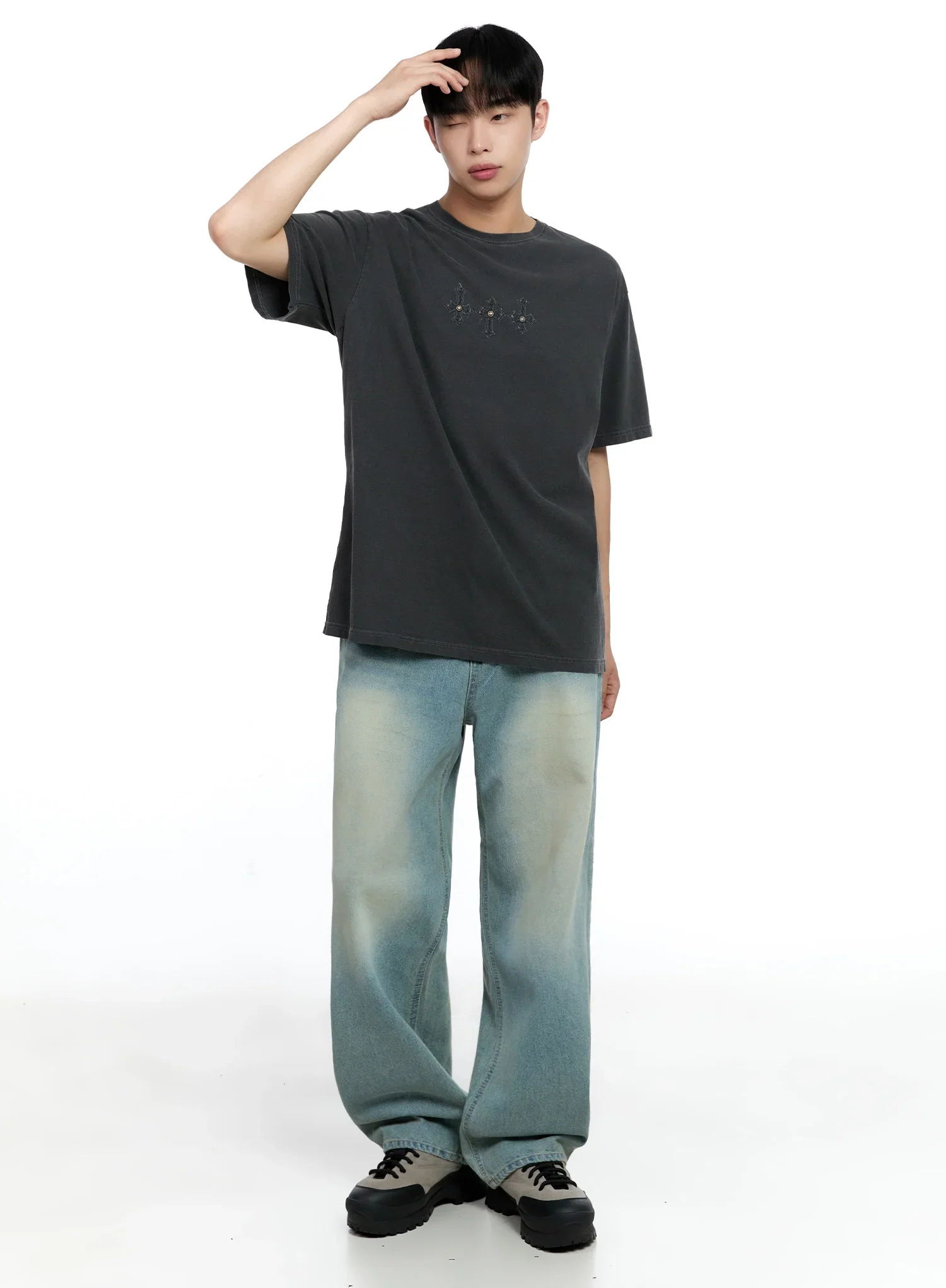 Men's Light-Wash Baggy Jeans IG520 - Image 12