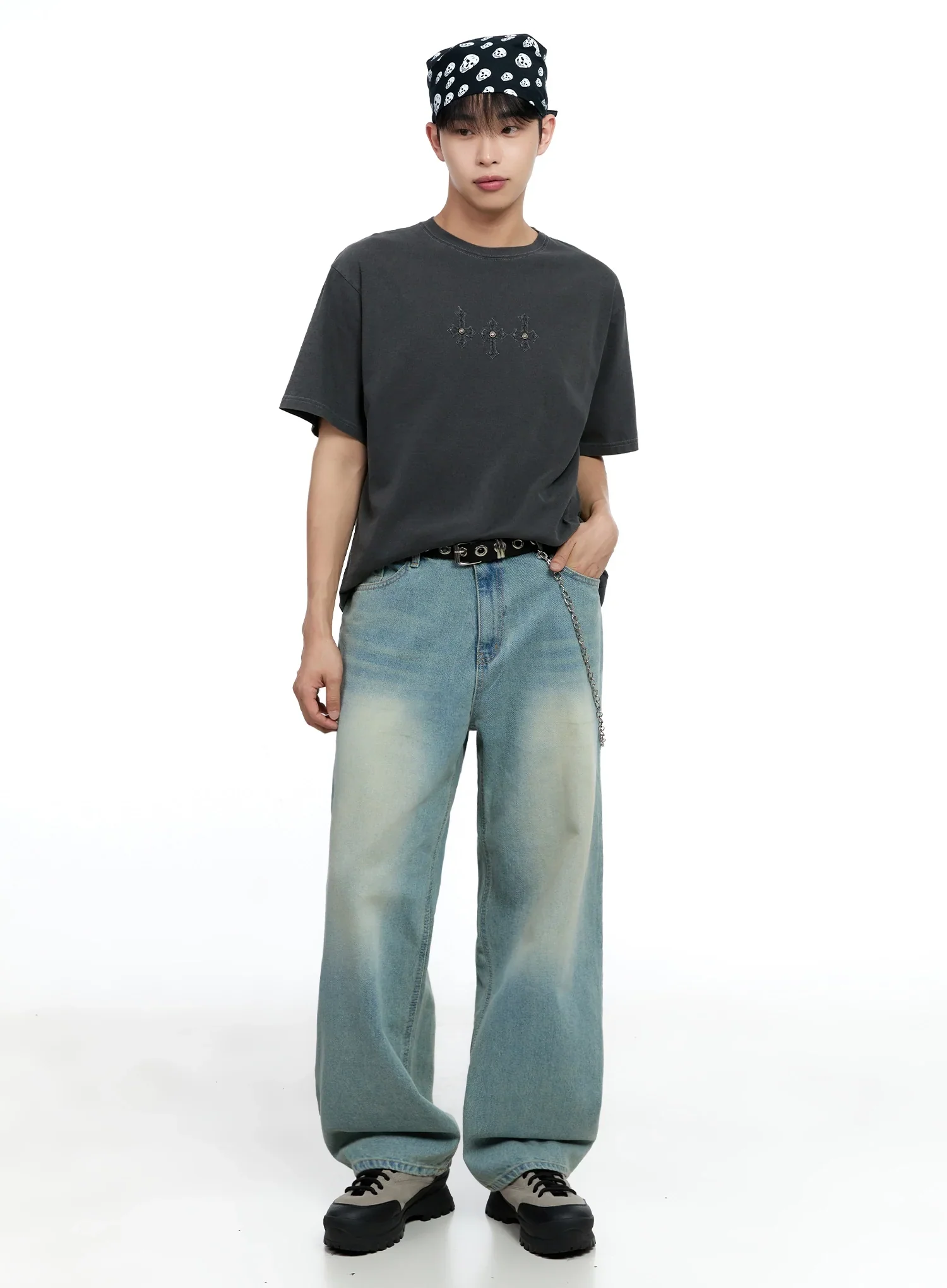 Men's Light-Wash Baggy Jeans IG520 - Image 3