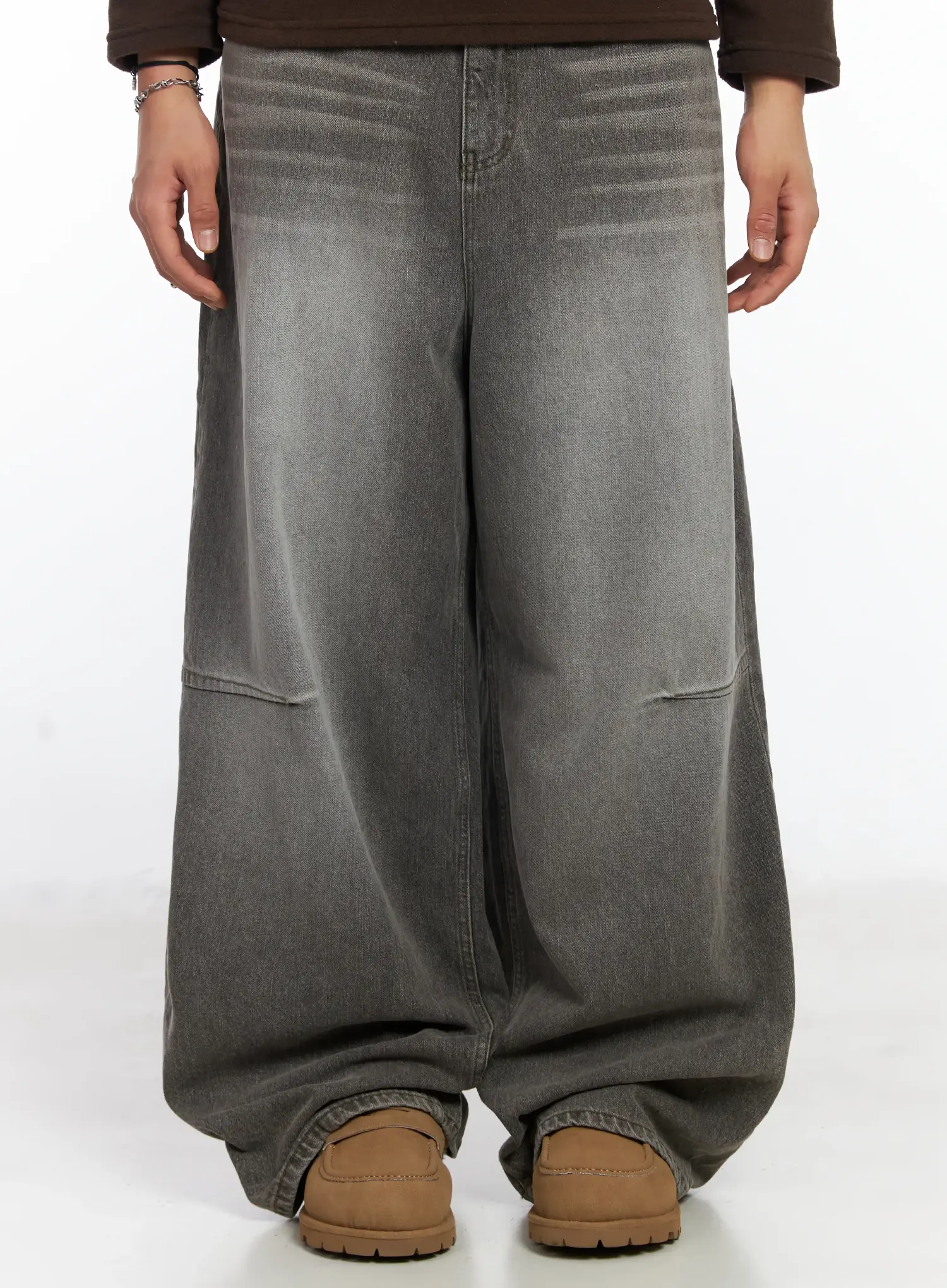 Men's Light Wash Wide Leg Jeans IF503