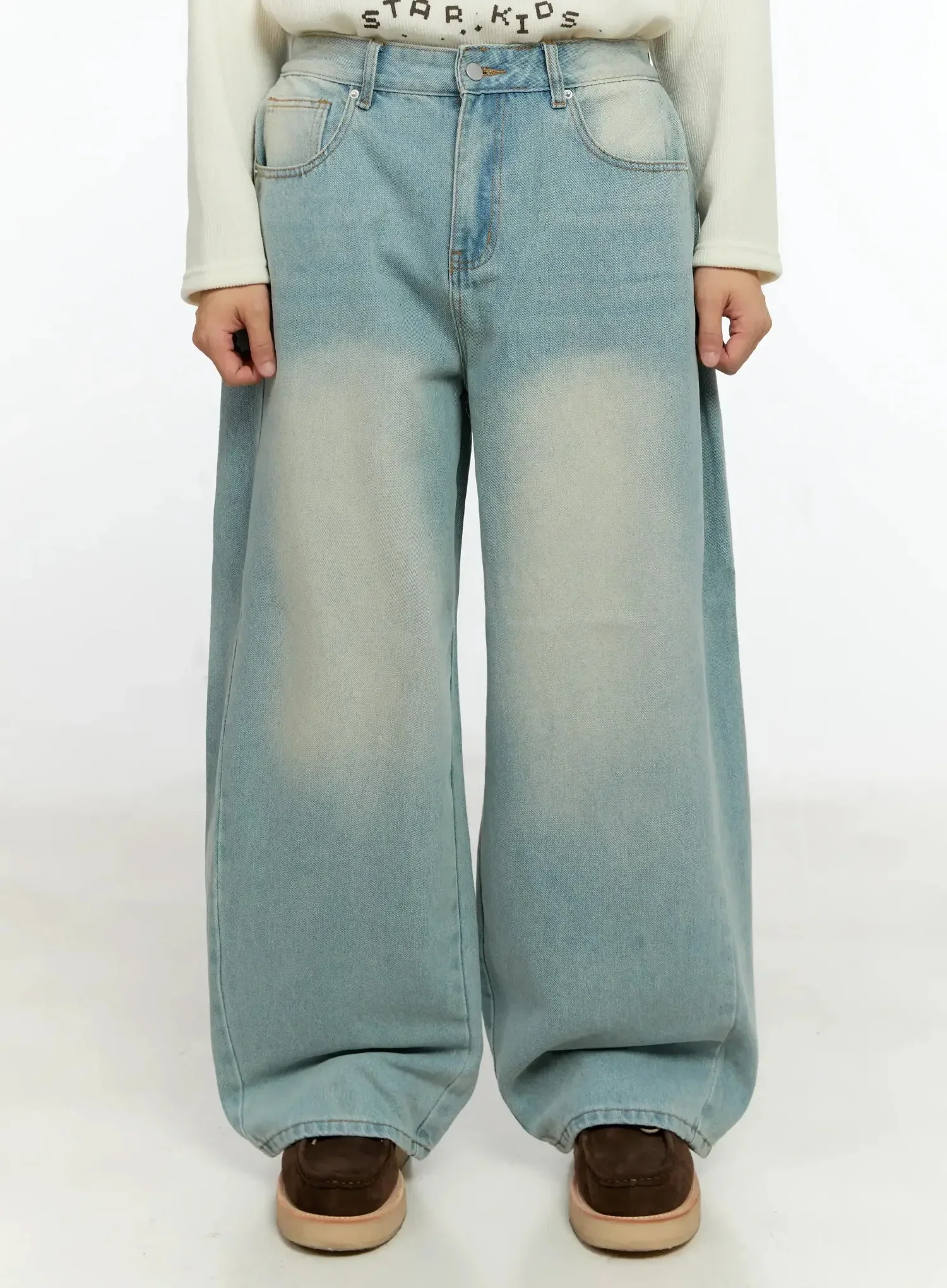 Men's Light Washed Side Point Jeans IN525