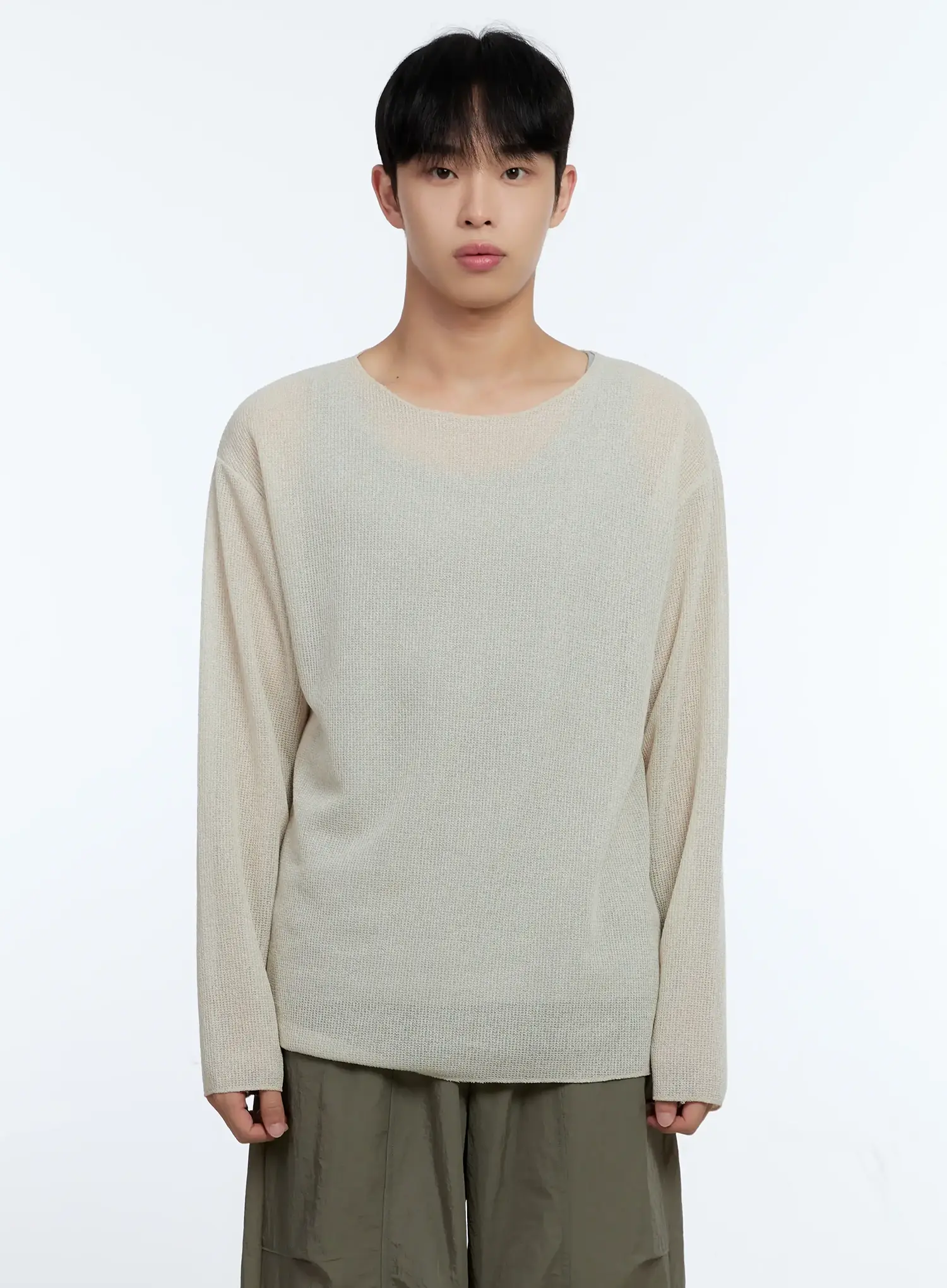 Men's Lightweight Long Sleeve Knit Top IG519 - Image 10