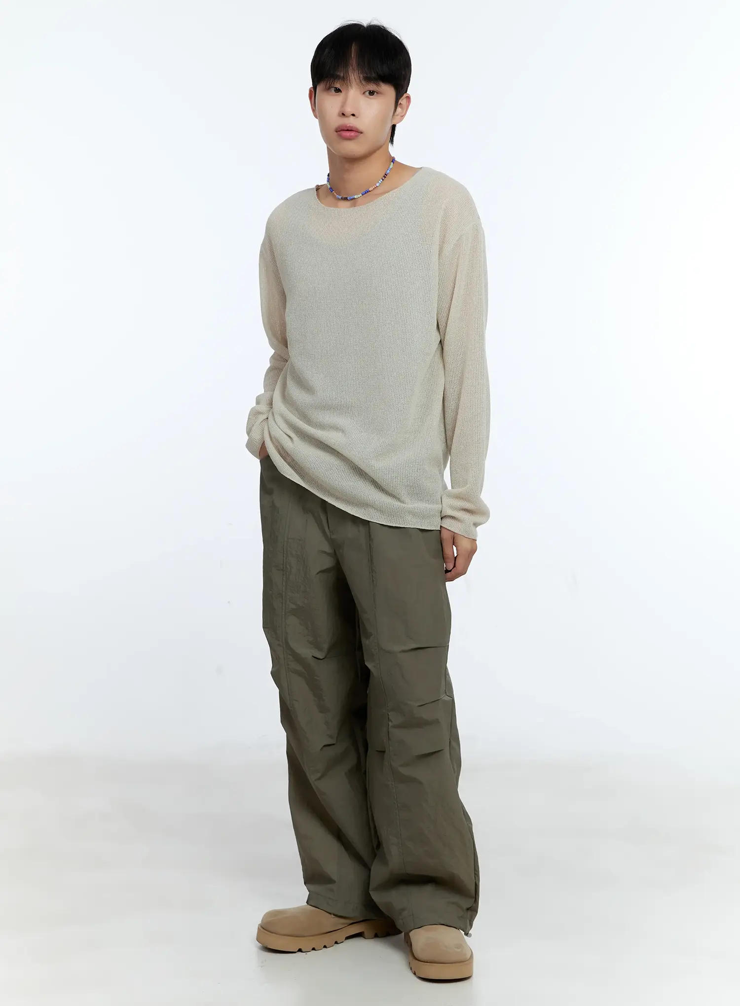 Men's Lightweight Long Sleeve Knit Top IG519 - Image 2