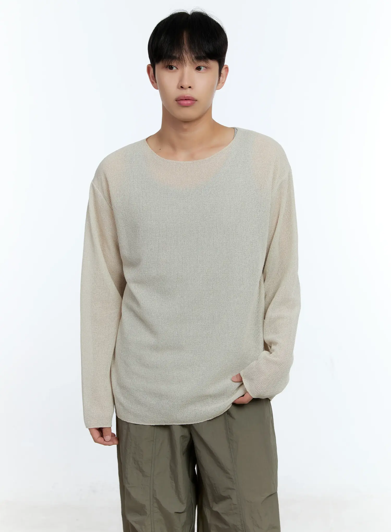 Men's Lightweight Long Sleeve Knit Top IG519 - Image 3