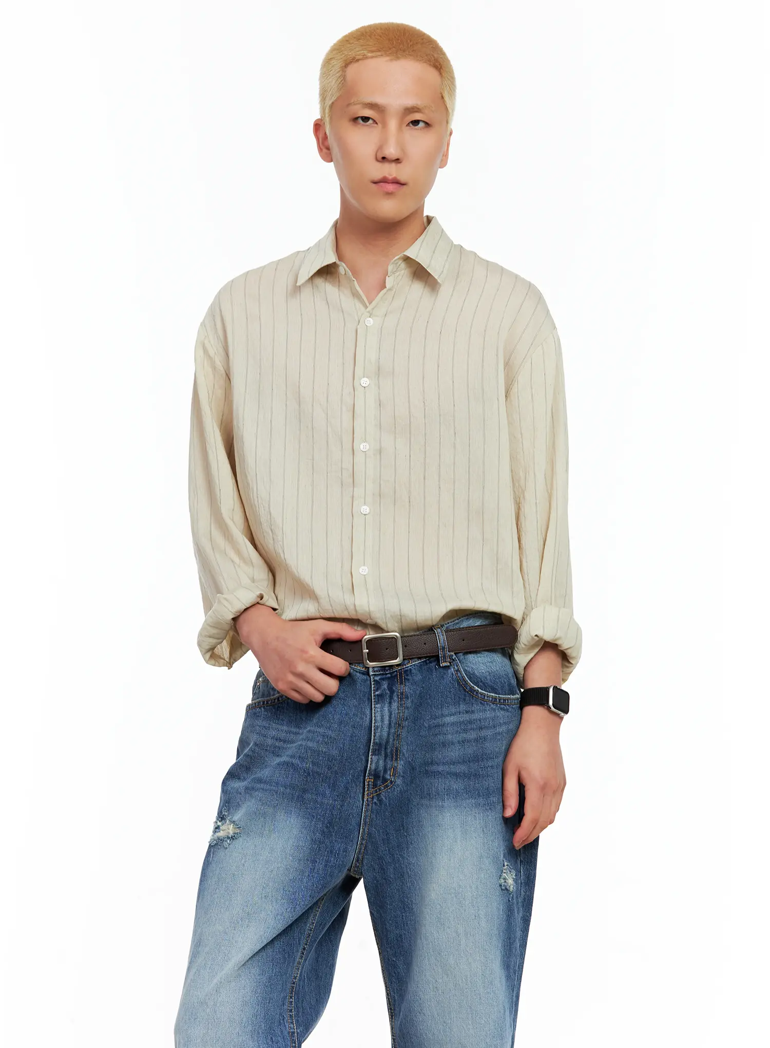 Men's Linen Button-Up Shirt IL514 - Image 11