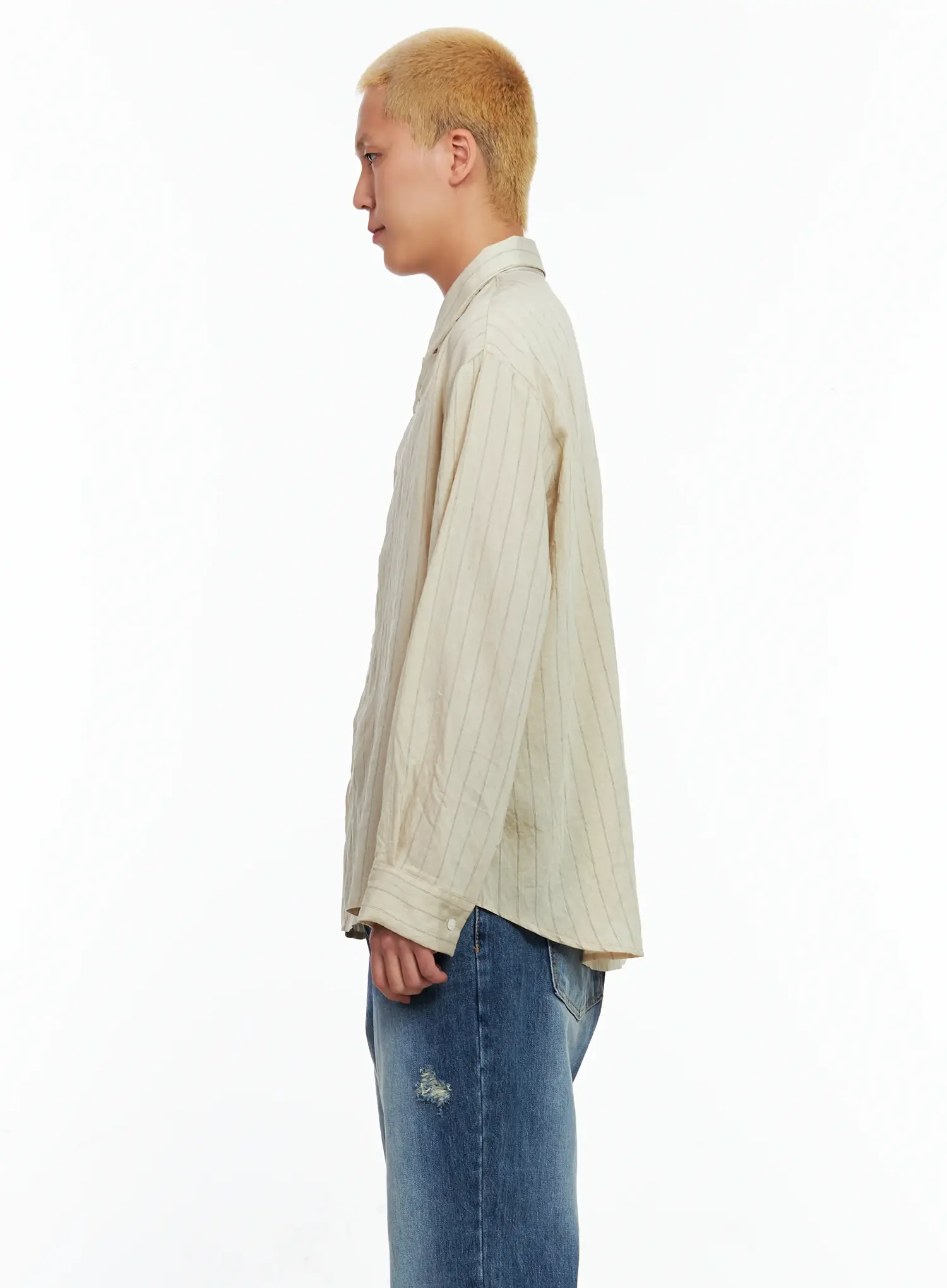Men's Linen Button-Up Shirt IL514 - Image 5