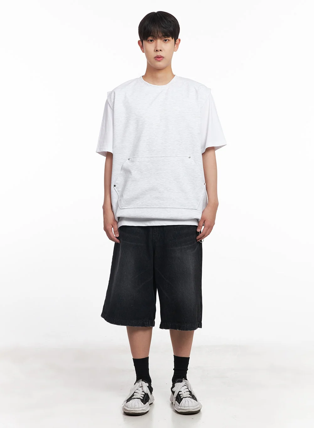 Men's Loose-Fit Cotton Pocketed Vest IY522 - Image 11