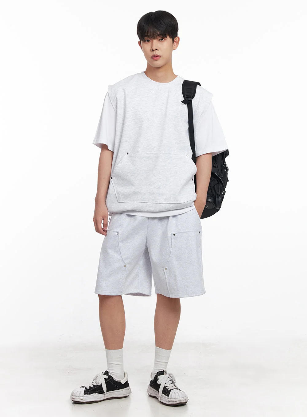 Men's Loose-Fit Cotton Pocketed Vest IY522 - Image 15