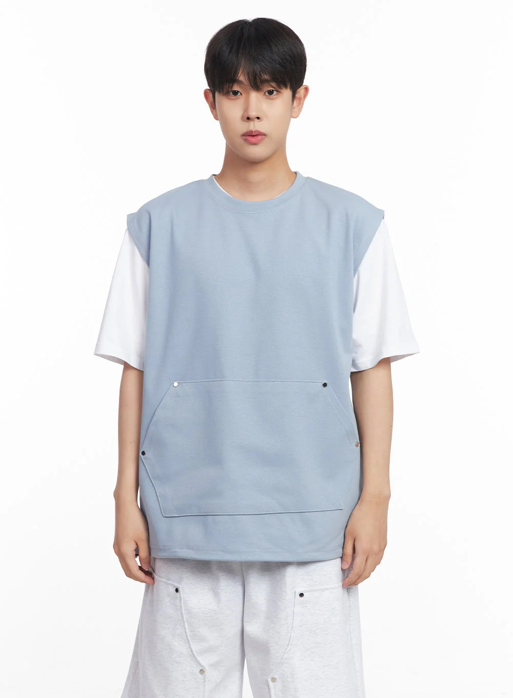 Men's Loose-Fit Cotton Pocketed Vest IY522 - Image 18