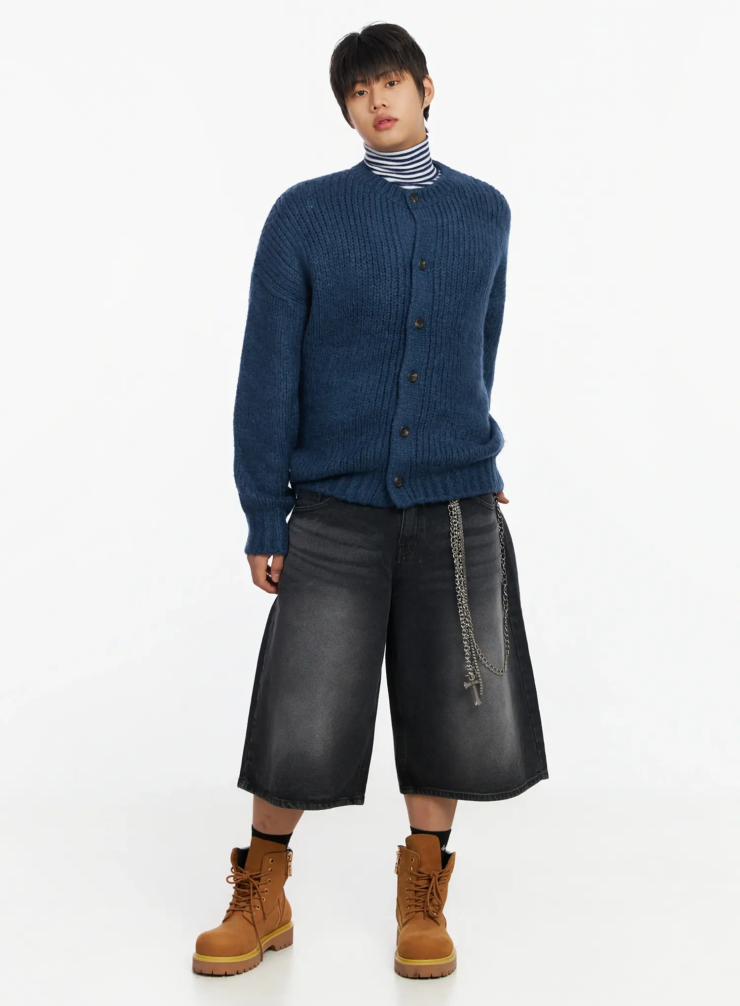 Men's Loose Fit Knit Cardigan IF503