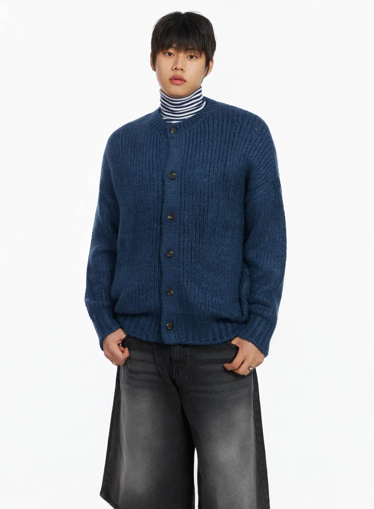 Men's Loose Fit Knit Cardigan IF503 - Image 2