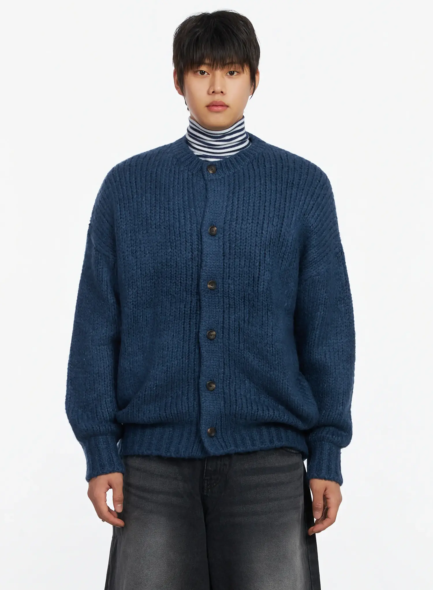 Men's Loose Fit Knit Cardigan IF503 - Image 8