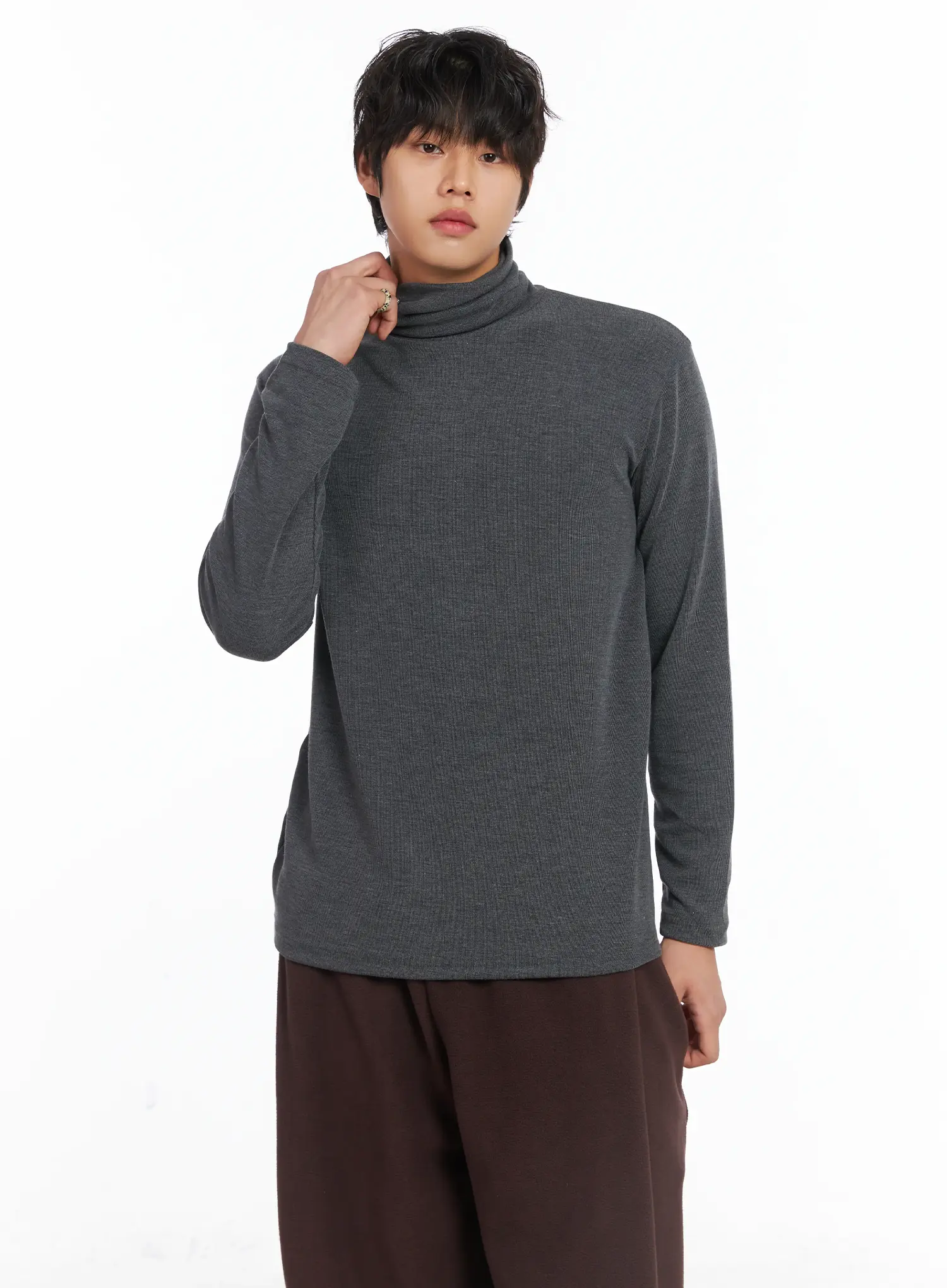 Men's Loose Fit Turtleneck Long Sleeve Top IJ512