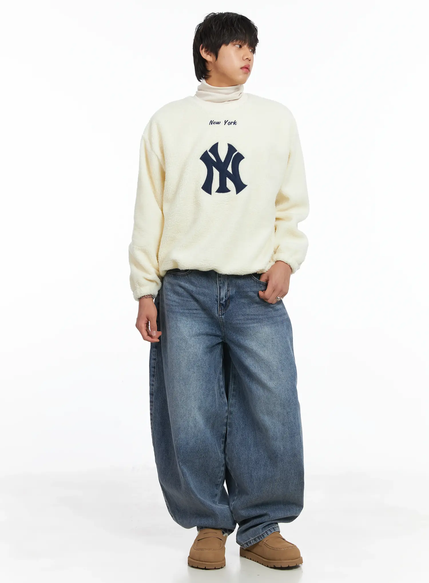 Men's Loose Fit Turtleneck Long Sleeve Top IJ512 - Image 12