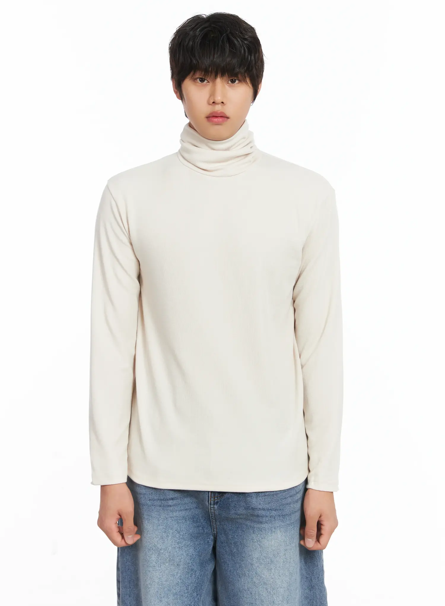 Men's Loose Fit Turtleneck Long Sleeve Top IJ512 - Image 14