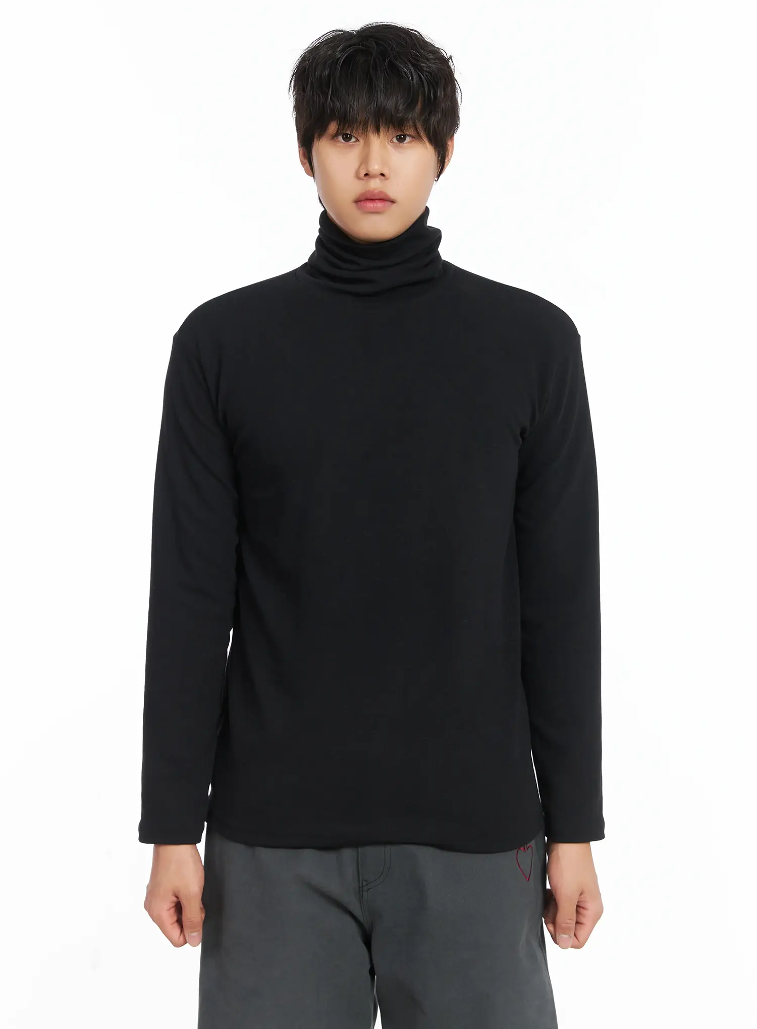 Men's Loose Fit Turtleneck Long Sleeve Top IJ512 - Image 17