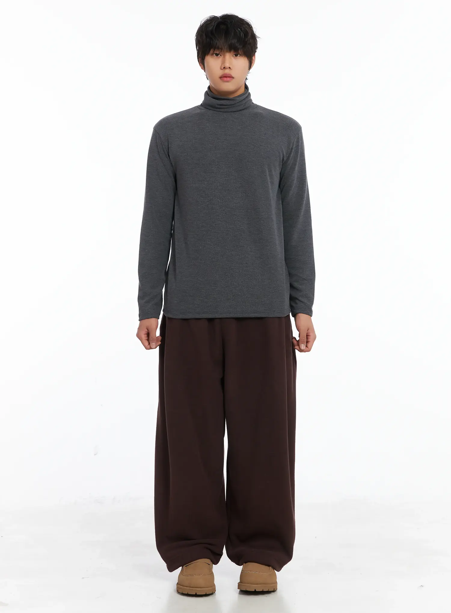 Men's Loose Fit Turtleneck Long Sleeve Top IJ512 - Image 3