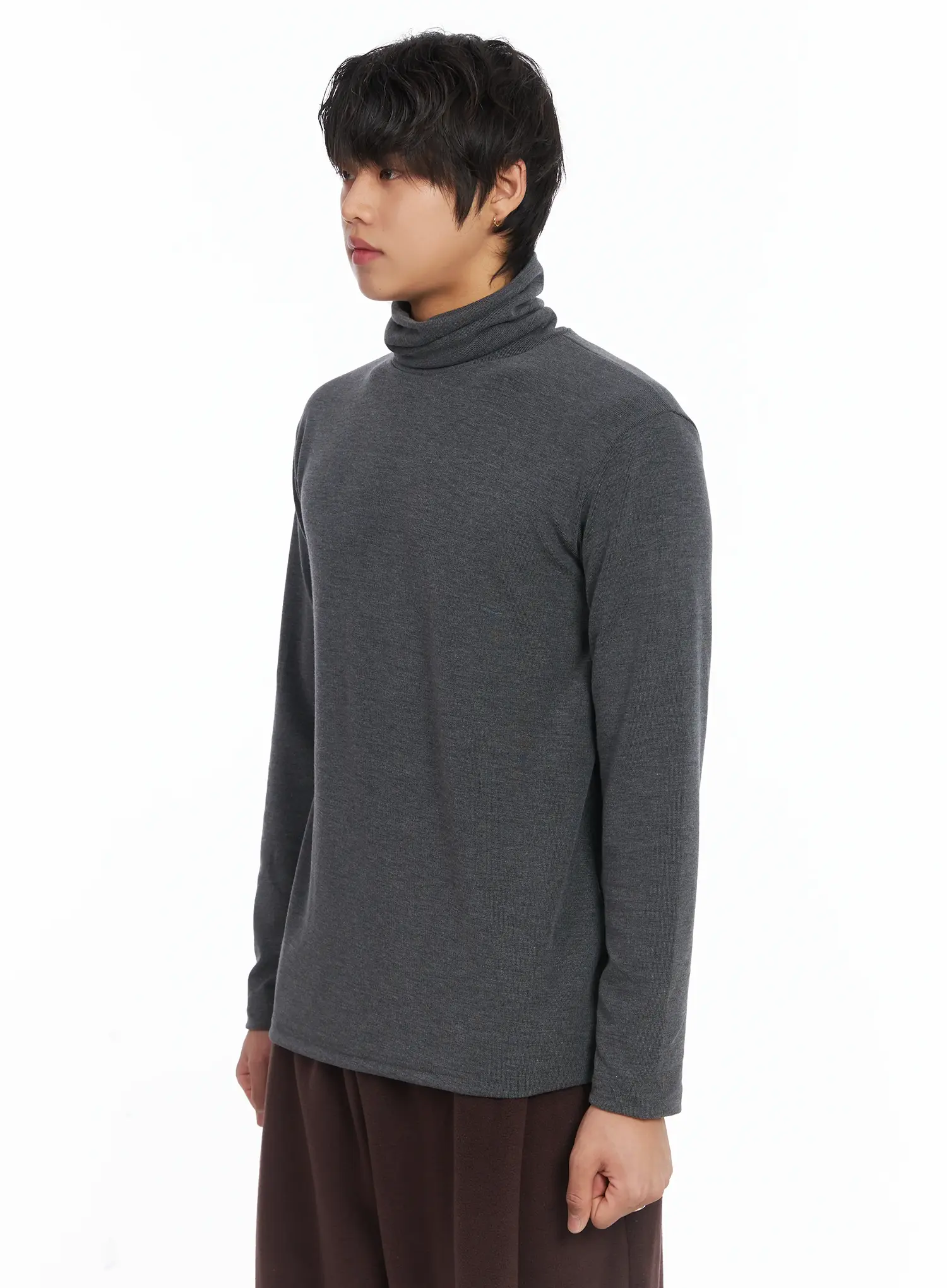 Men's Loose Fit Turtleneck Long Sleeve Top IJ512 - Image 4