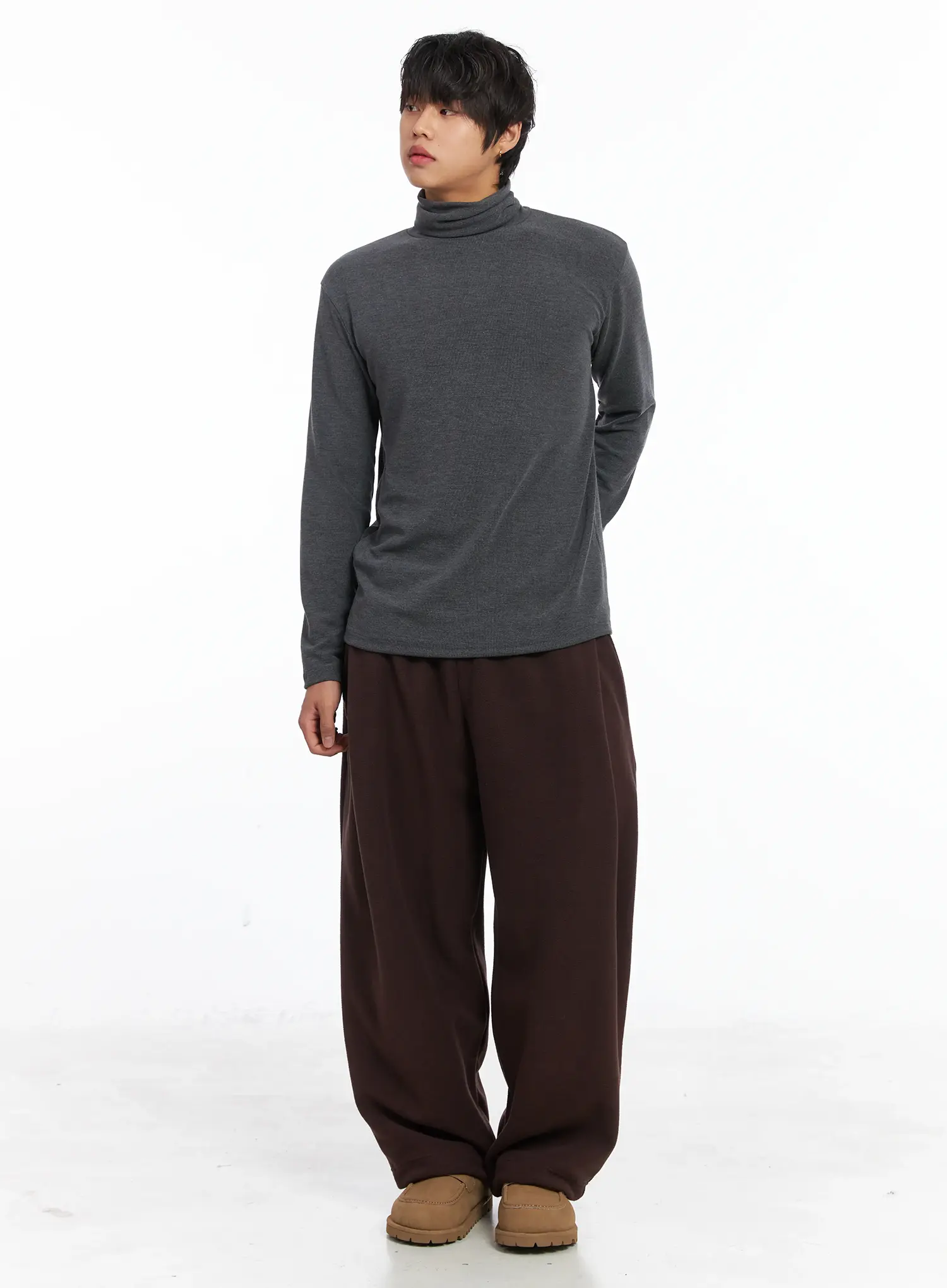 Men's Loose Fit Turtleneck Long Sleeve Top IJ512 - Image 7