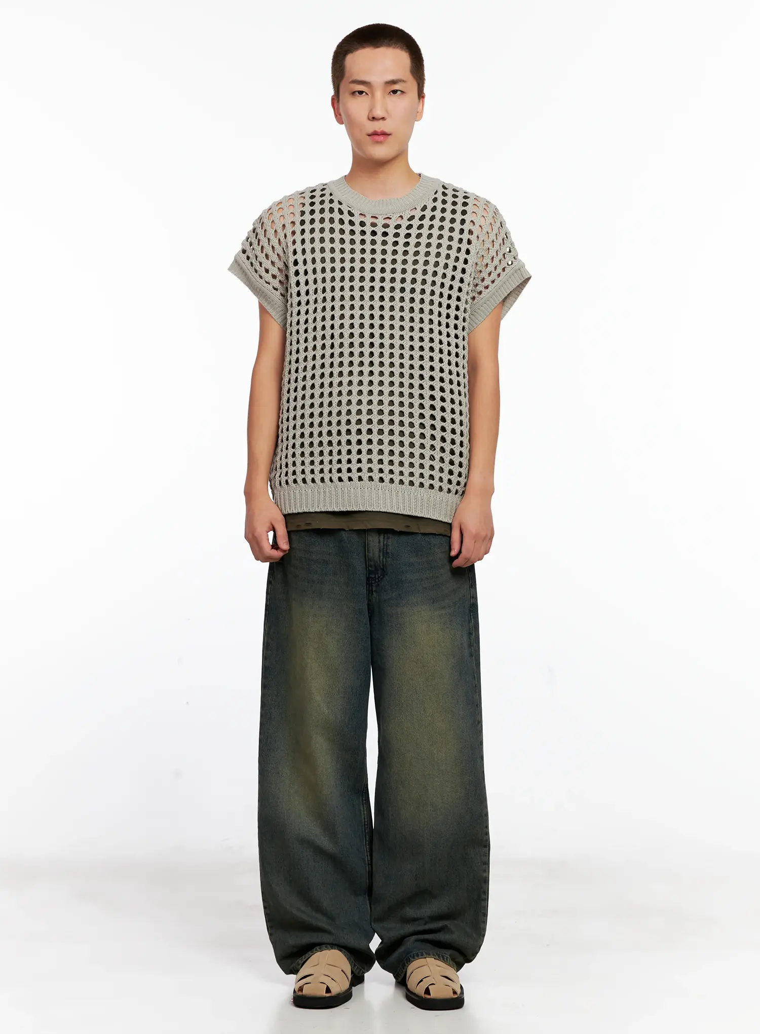 Men's Mesh Knit Vest IG508 - Image 3