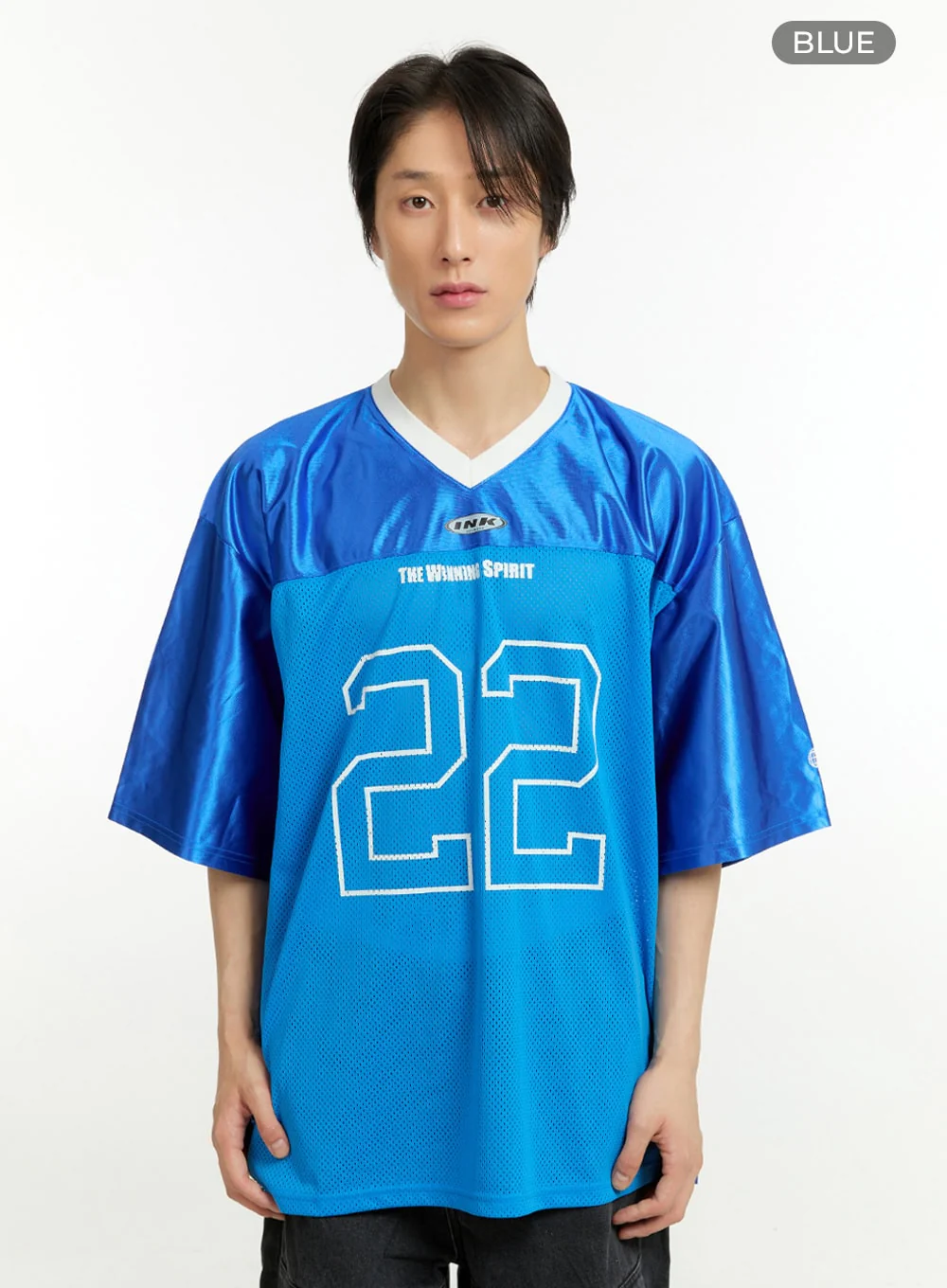 Men's Mesh Lettering V-Neck T-Shirt IL418 - Image 10