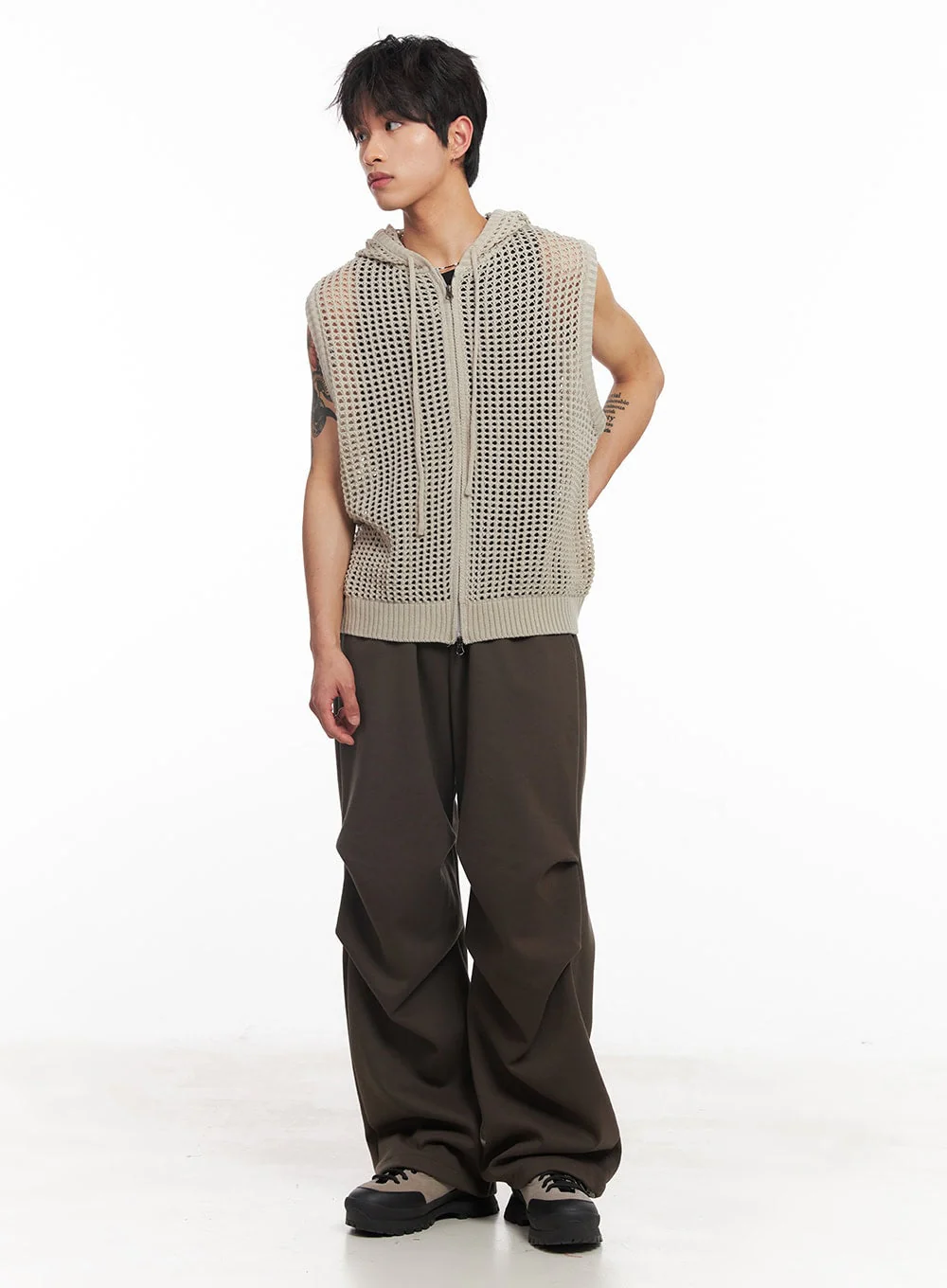 Men's Mesh Zip-Up Hooded Vest IY508 - Image 12