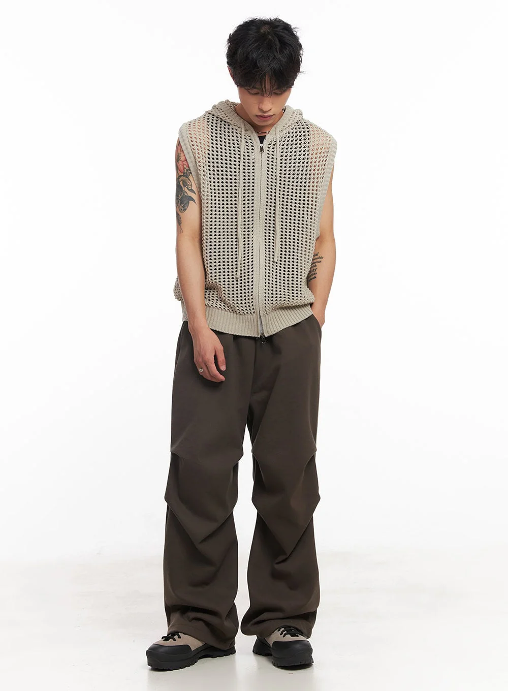 Men's Mesh Zip-Up Hooded Vest IY508 - Image 13