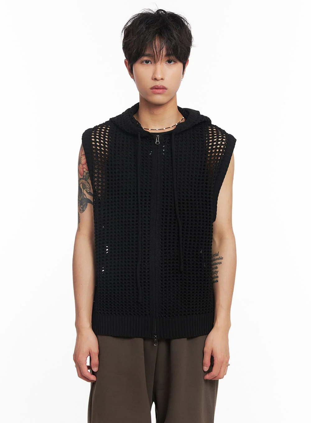 Men's Mesh Zip-Up Hooded Vest IY508 - Image 15
