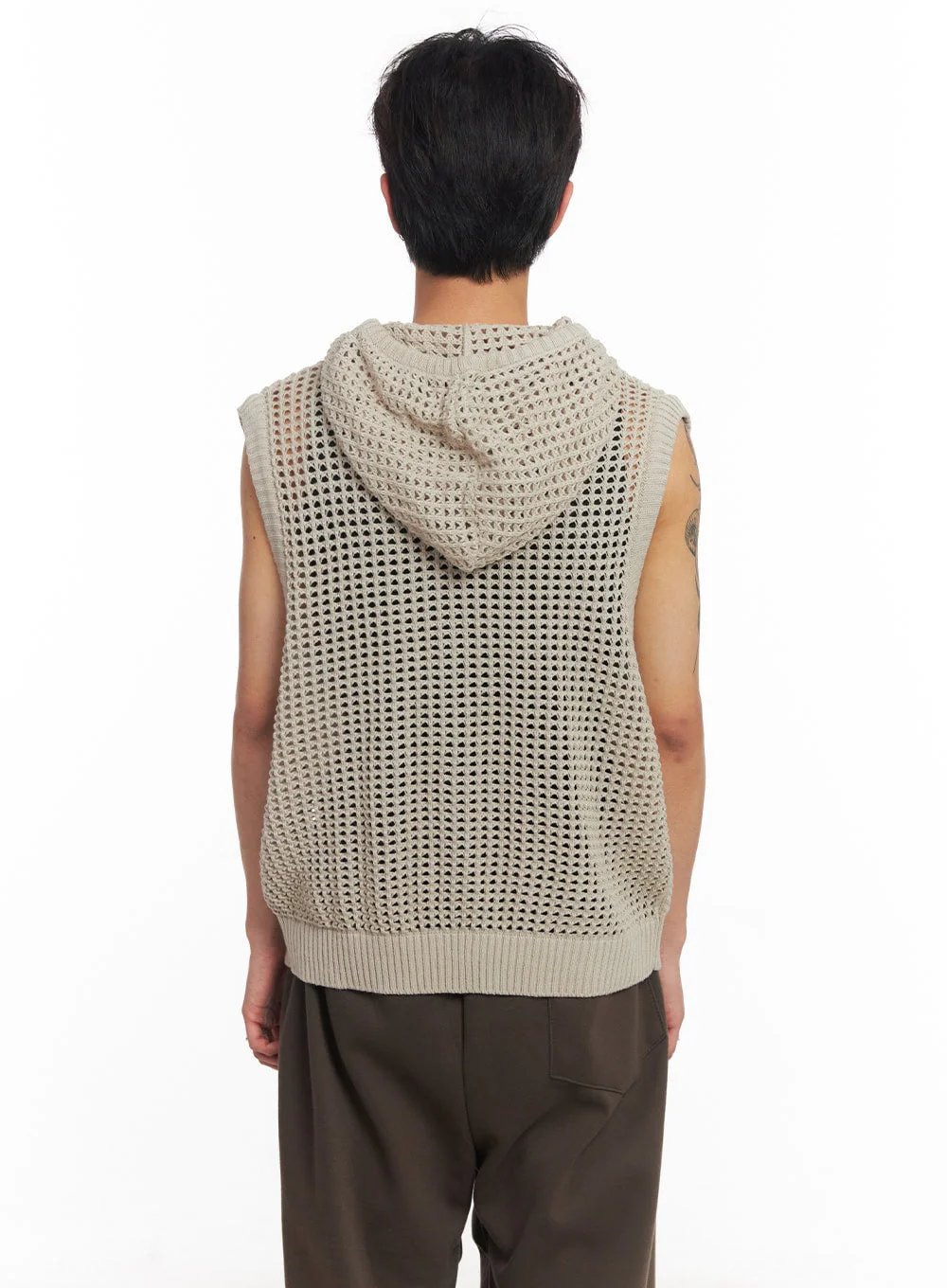 Men's Mesh Zip-Up Hooded Vest IY508 - Image 7