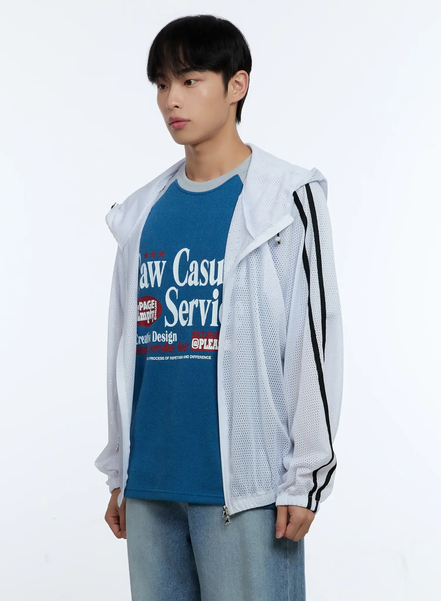 Men's Mesh Zip-Up Hoodie IG519 - Image 4