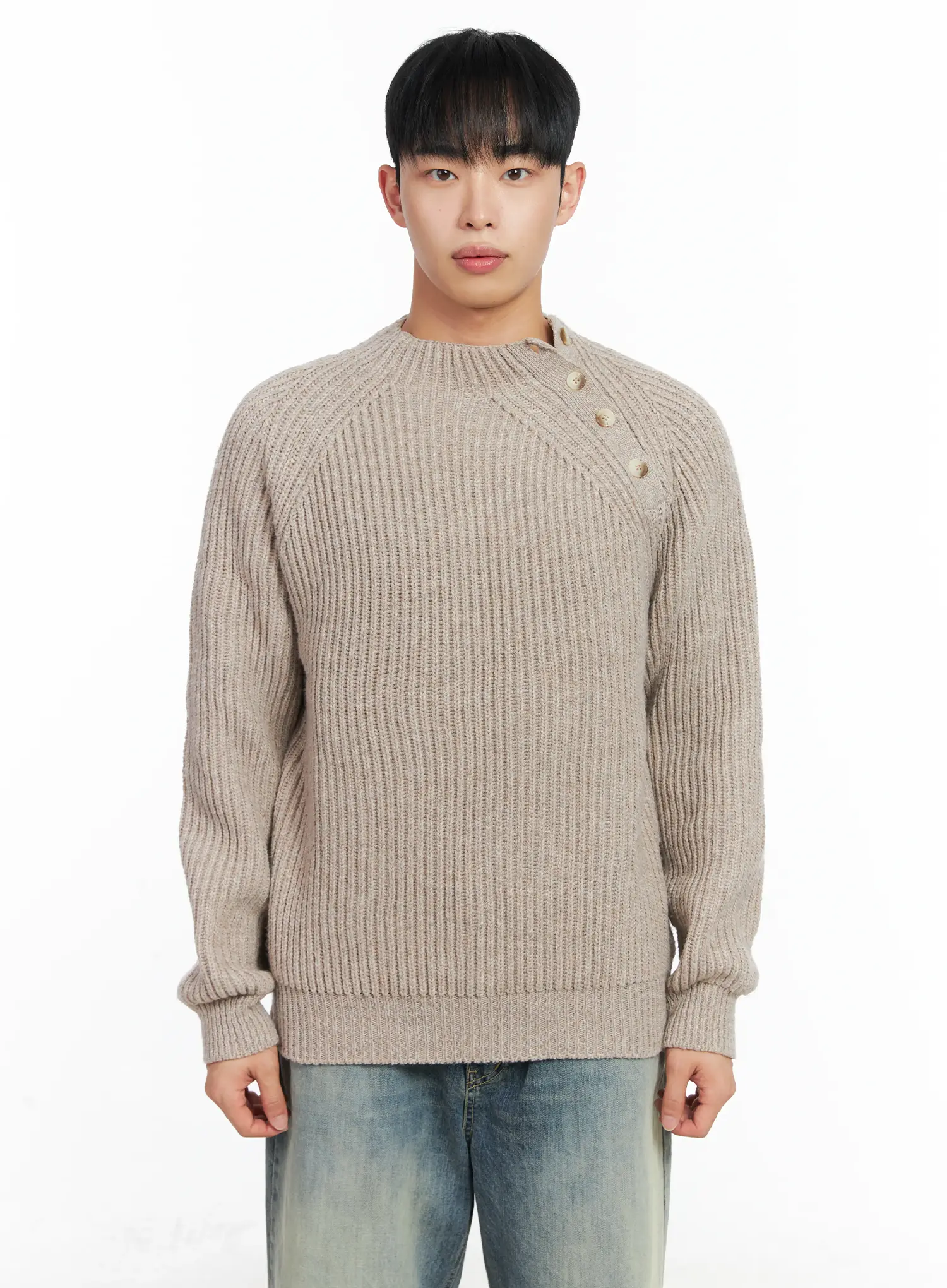 Men's Mock Neck Raglan Knit Sweater IN518 - Image 14