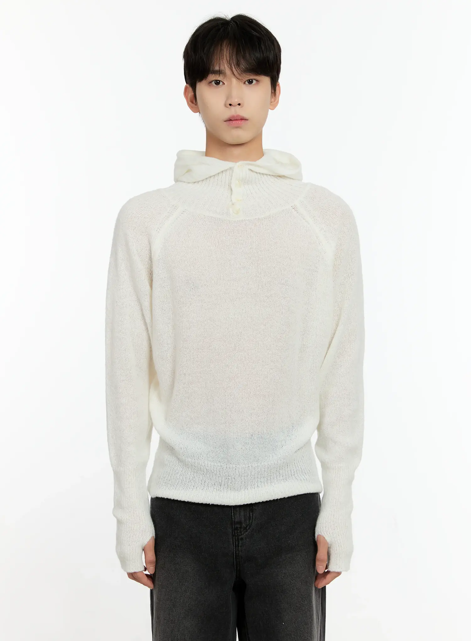 Men's Mohair Blend Balaclava Sweater IO531 - Image 14