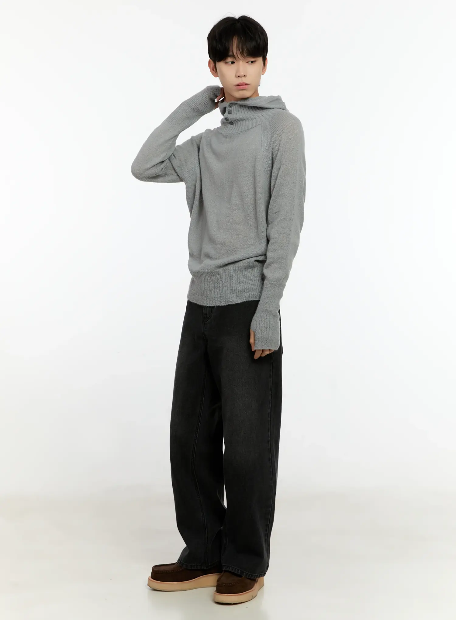 Men's Mohair Blend Balaclava Sweater IO531 - Image 2