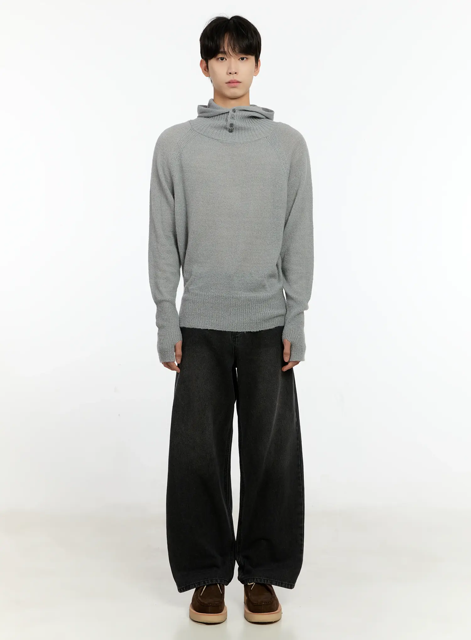 Men's Mohair Blend Balaclava Sweater IO531 - Image 3