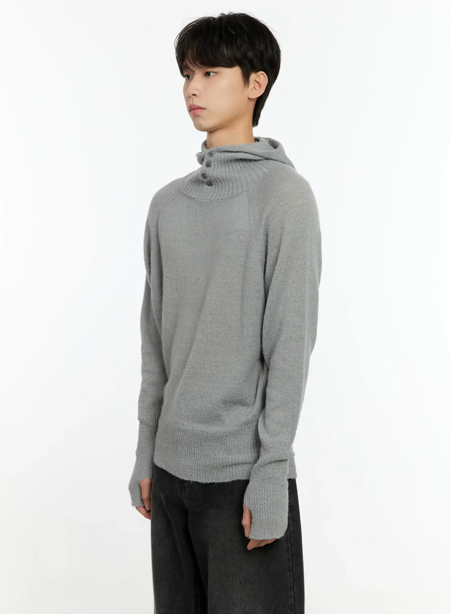 Men's Mohair Blend Balaclava Sweater IO531 - Image 4