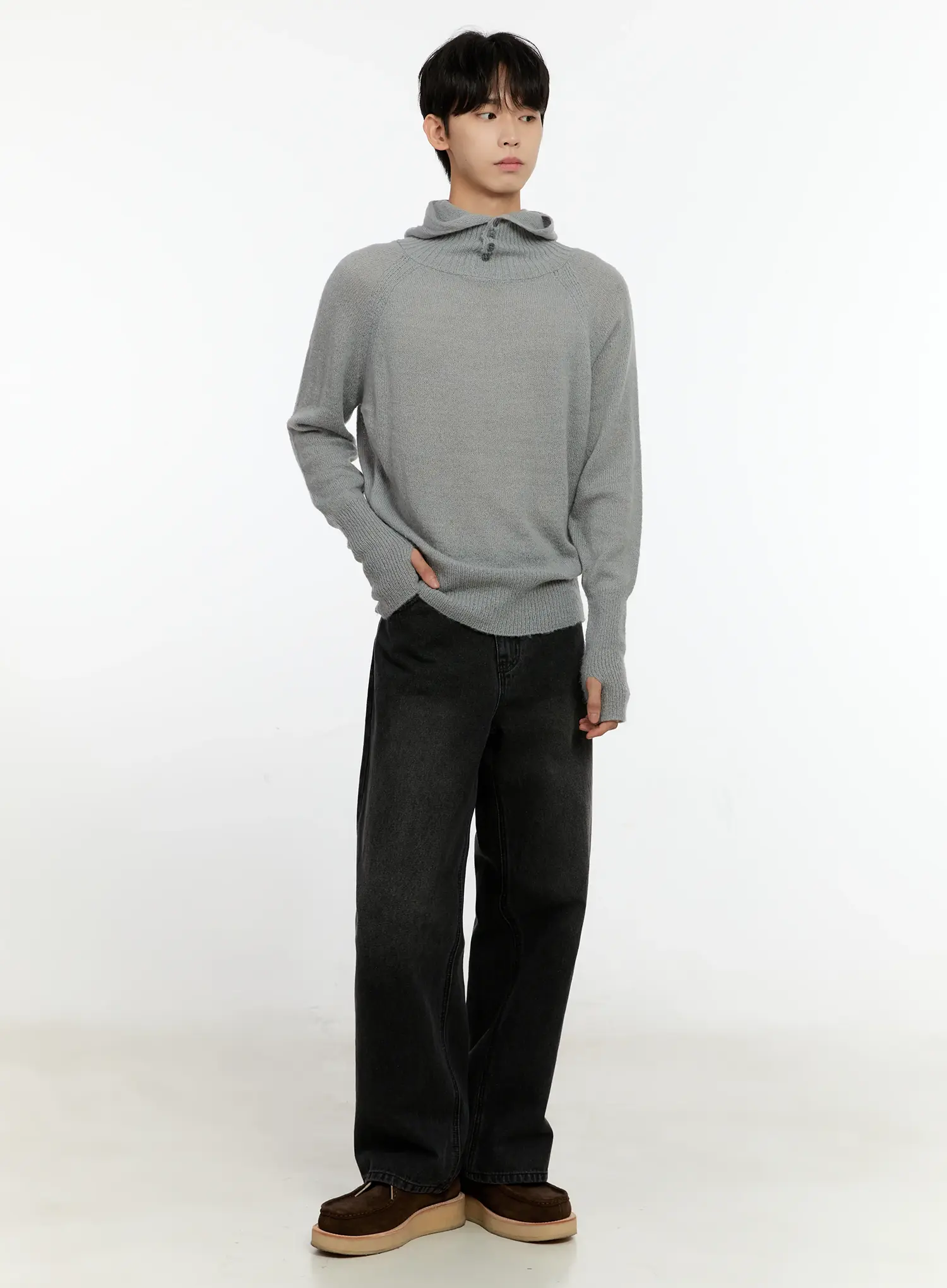 Men's Mohair Blend Balaclava Sweater IO531 - Image 9