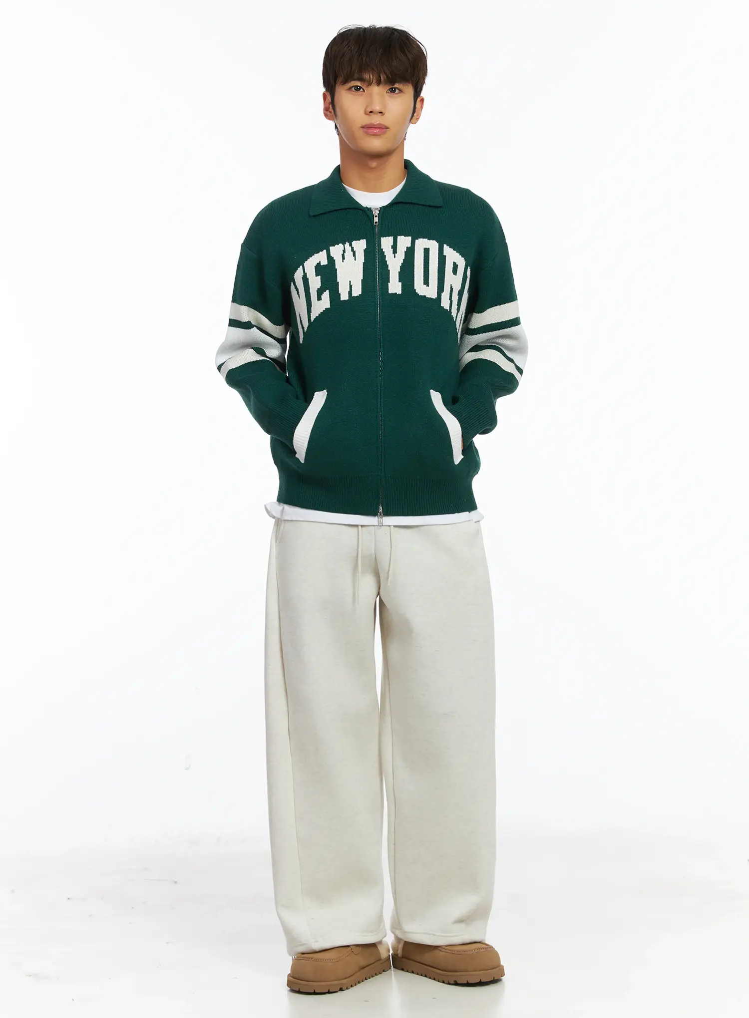 Men's New York Collar Zip-Up Cardigan IJ514 - Image 8