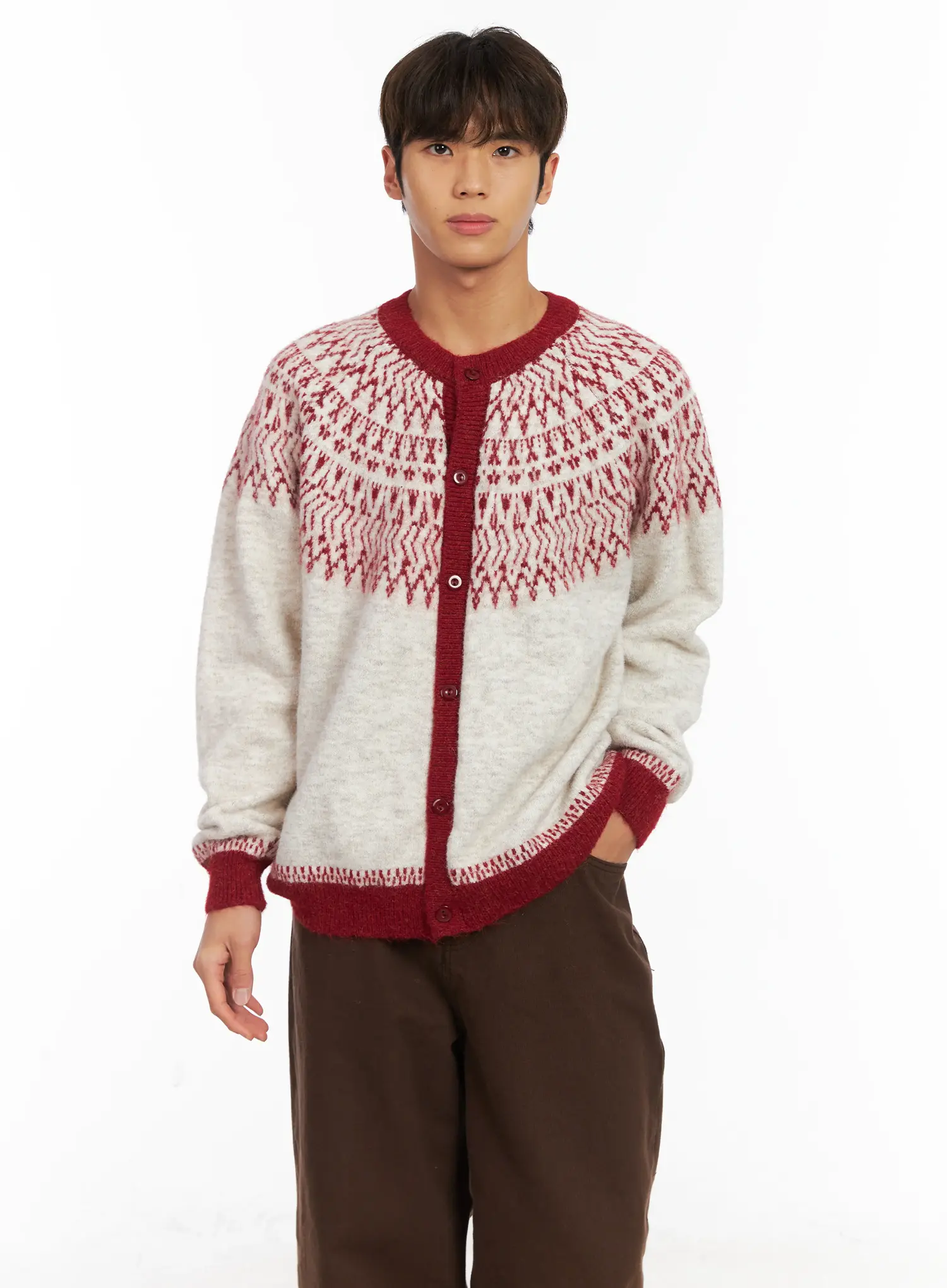 Men's Nordic Pattern Cardigan ID511 - Image 6