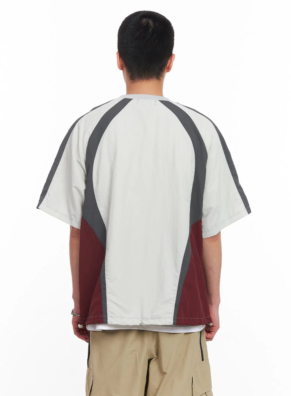 Men's Nylon Graphic V-Neck T-Shirt IU512 - Image 6
