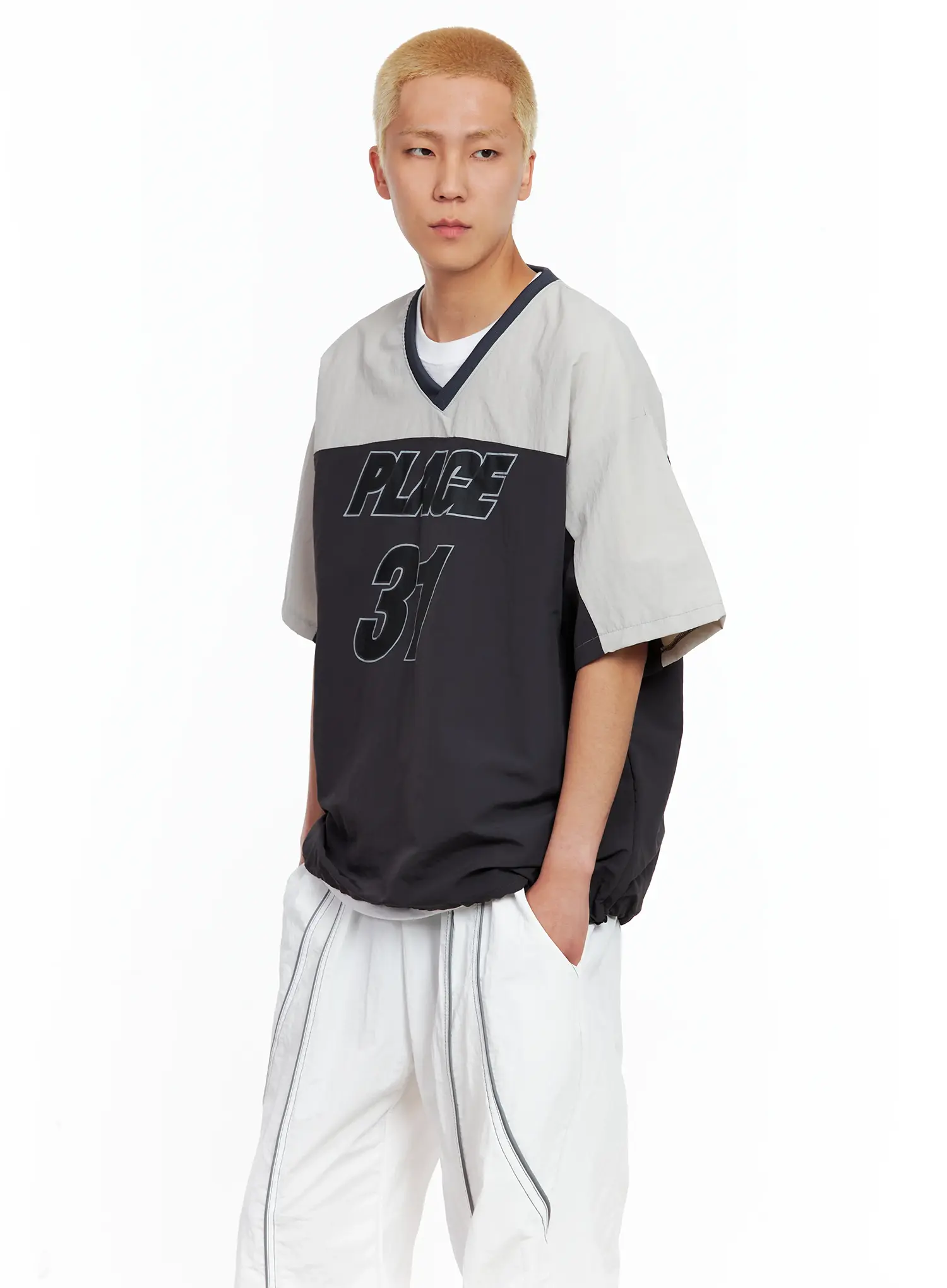 Men's Nylon V-Neck String T-Shirt IL511 - Image 8