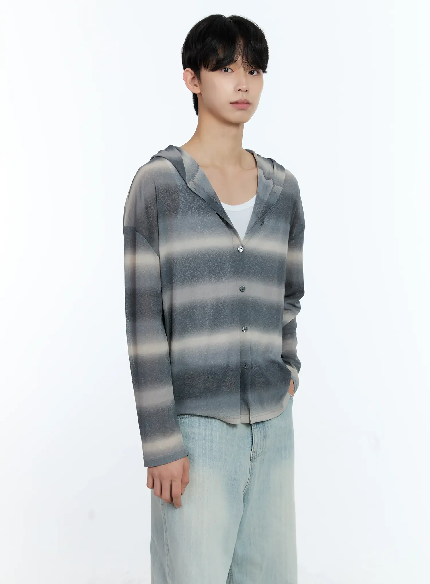 Men's Ombre Striped Zip-Up Jacket IG501 - Image 8