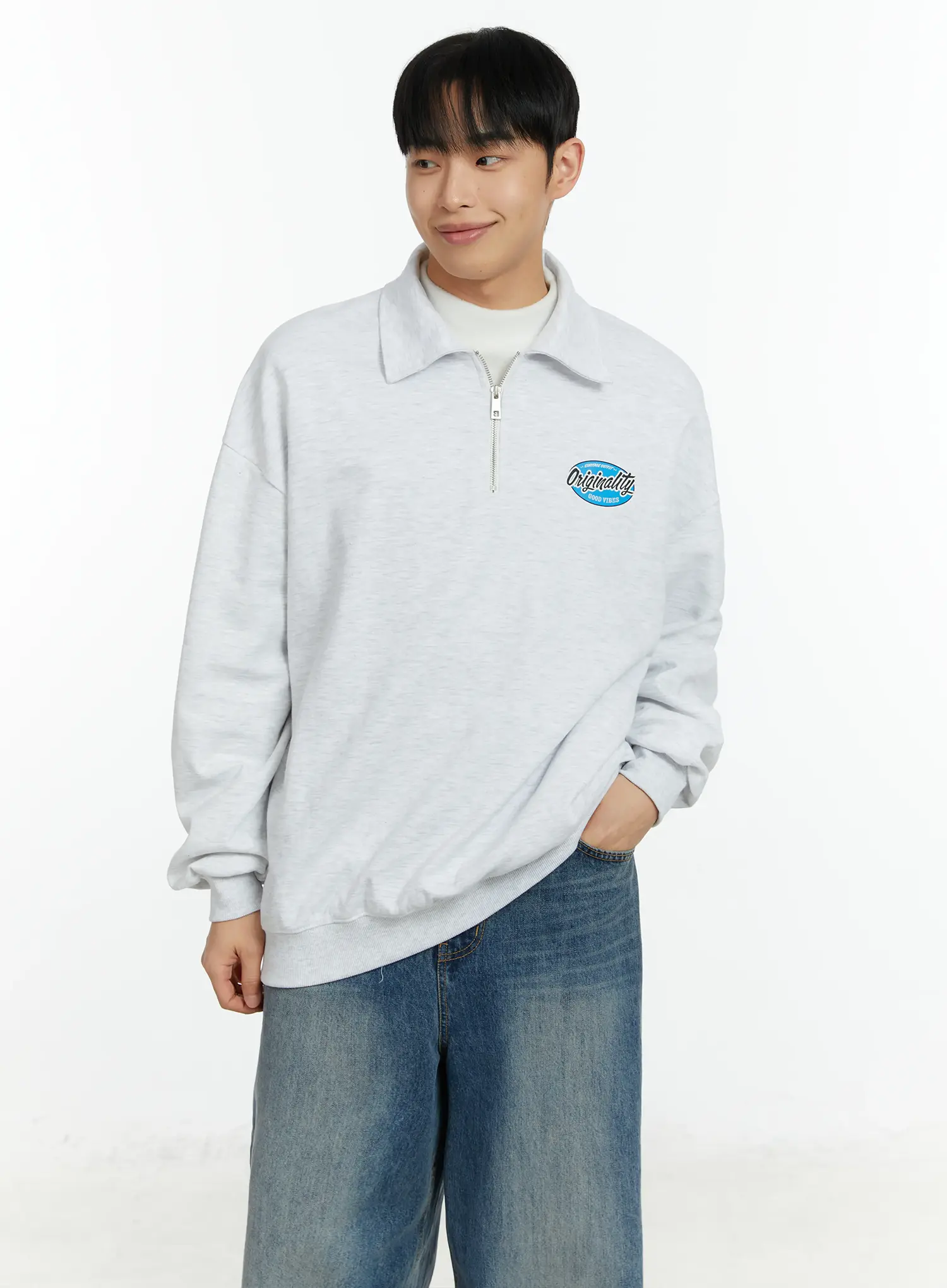 Men's "Orginality" Quarter-Zip Sweatshirt IF511 - Image 6