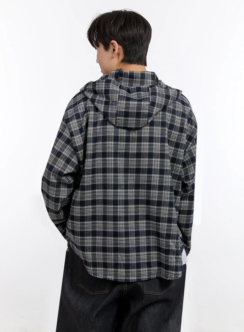 Men's Oversize Checkered Hooded Shirt IM525 - Image 5