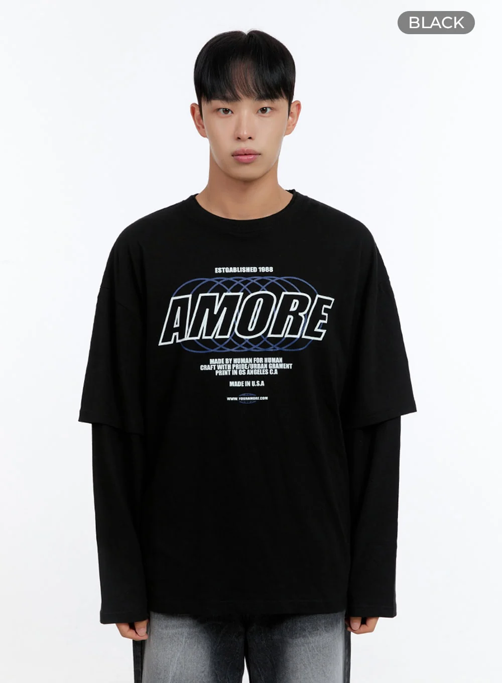 Men's Oversize Cotton Graphic Layered T-Shirt IS413 - Image 11