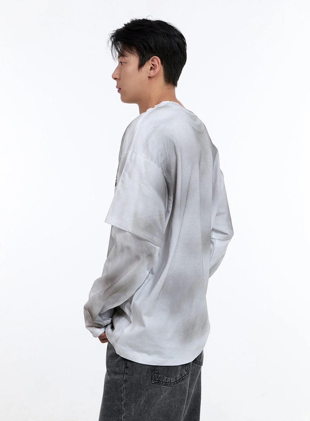 Men's Oversize Layered Tee and Long Sleeve IG427 - Image 5