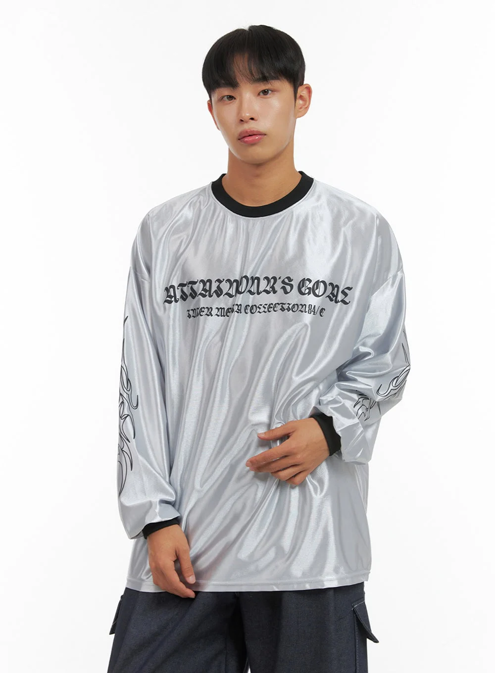Men's Oversize Sliver Print Jersey T-Shirt IS419 - Image 4