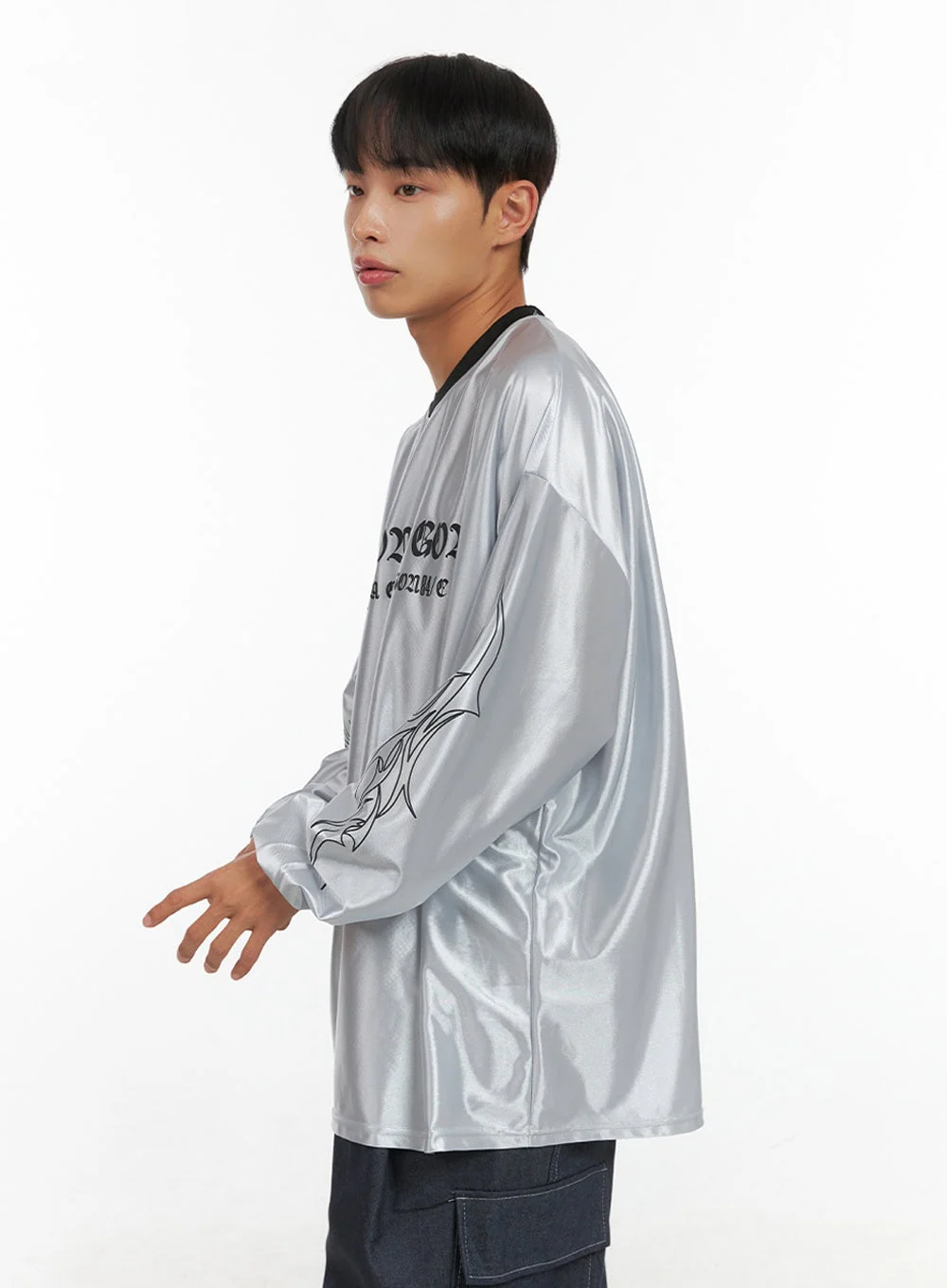 Men's Oversize Sliver Print Jersey T-Shirt IS419 - Image 5