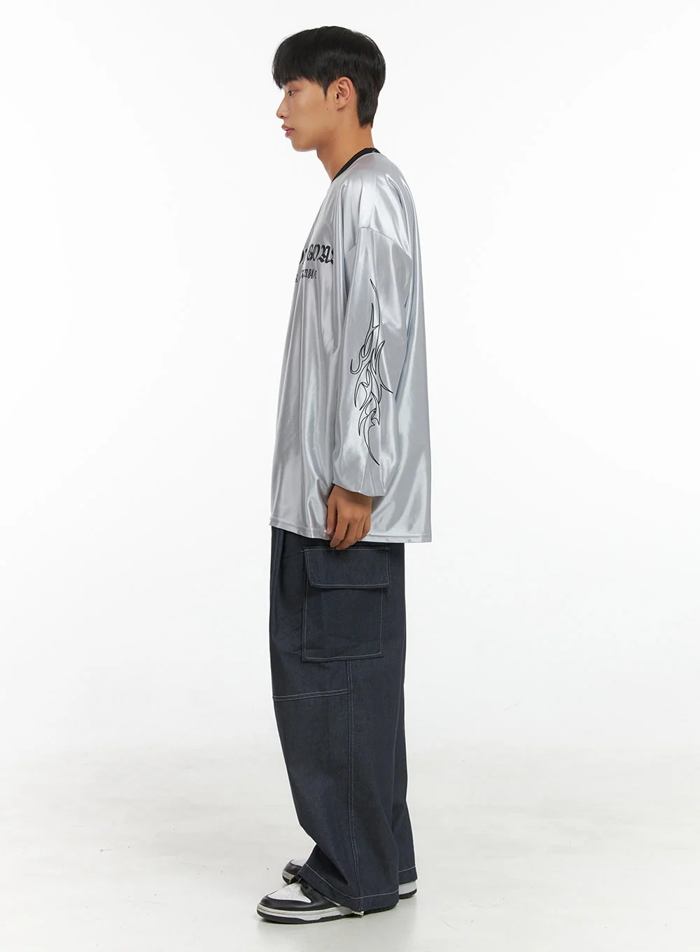 Men's Oversize Sliver Print Jersey T-Shirt IS419 - Image 8