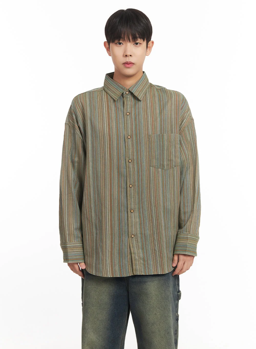 Men's Oversize Stripe Collared Shirt IM527 - Image 14