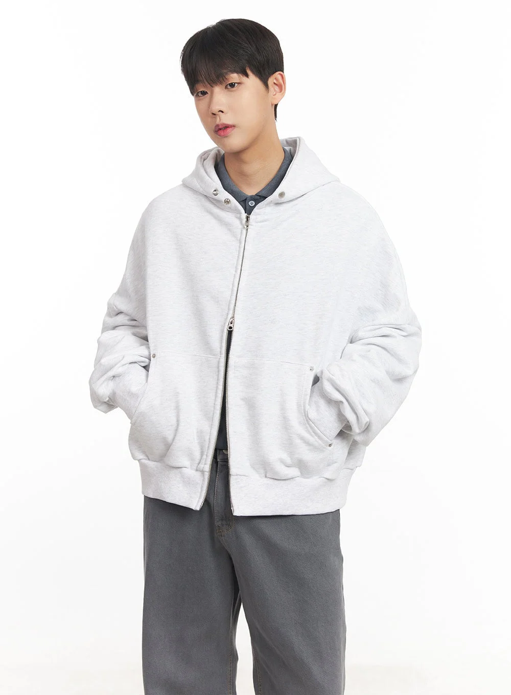 Men's Oversize Zip-Up Hooded Jacket IM527